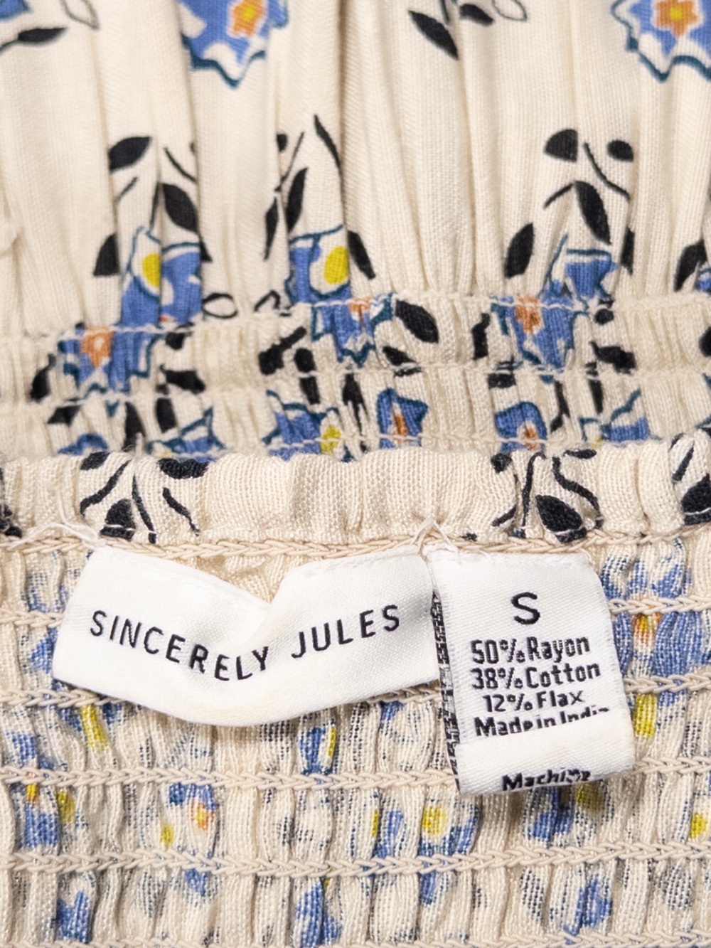 Sincerly Jules Cream Maxi Dress with Blue Floral Border Print - Picture 2 of 5